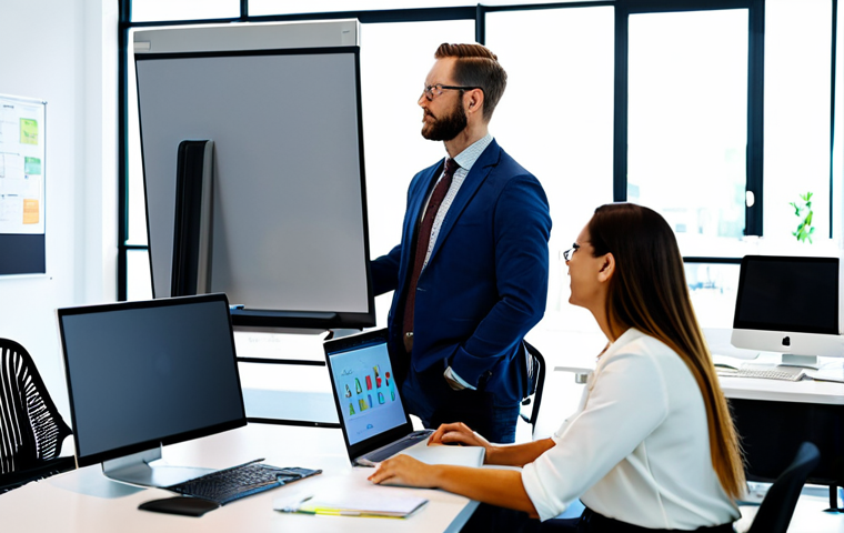 A Modern Office Scene**
A diverse team of professionals collaborates in a bright, open-plan office, fully clothed, appropriate attire, safe for work. Some are brainstorming ideas on a whiteboard, while others are working on laptops at their desks. Emphasize the modern technology and collaborative environment. The scene represents a mid-level salary negotiation in a brand communication role. Professional setting, natural lighting, perfect anatomy, high resolution, family-friendly, modest clothing.
**