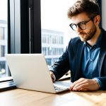 Freelance Brand Communication Professional at Work**
"A focused freelance brand communication professional, fully clothed in business casual attire, working on a laptop at a bright, modern co-working space. The desk is tidy with a notebook and a cup of coffee. Sunlight streams in from a large window. Professional, appropriate content, safe for work, perfect anatomy, correct proportions, natural pose, well-formed hands, proper finger count, natural body proportions."
**