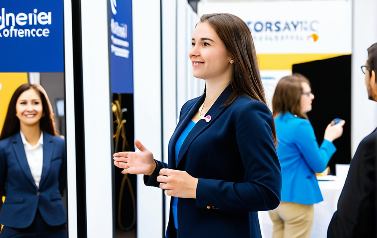브랜드 커뮤니케이션 경력직 이직 성공기 - Networking Event**
"A young professional woman, fully clothed in a modest business casual outfit, e...