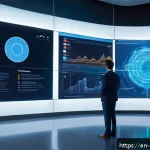 Home 19 브랜드 커뮤니케이션 필수 트렌드 보고서 - A futuristic marketing control room showcasing AI-driven personalization: a diverse team of professi...